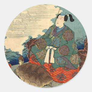 Urashima Taro and the Turtle Japanese Fairy Tale Classic Round Sticker