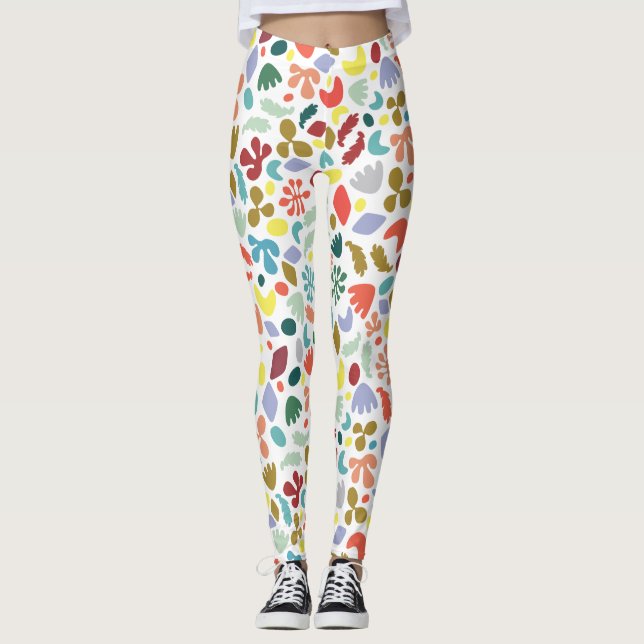 Urban Abstract Organic Shapes Pattern Leggings (Front)