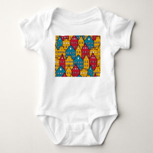 Urban abstract: vintage city pattern baby bodysuit