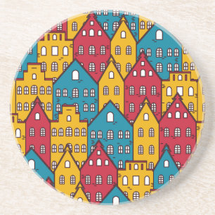 Urban abstract: vintage city pattern coaster