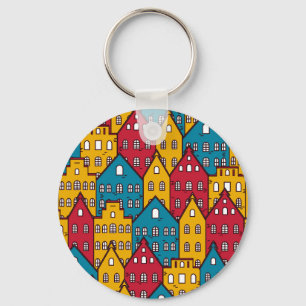 Urban abstract: vintage city pattern key ring
