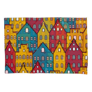 Urban abstract: vintage city pattern pillowcase