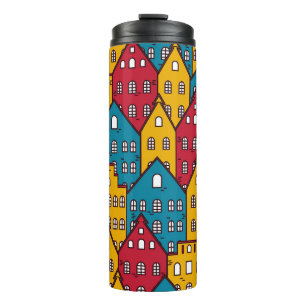 Urban abstract: vintage city pattern thermal tumbler
