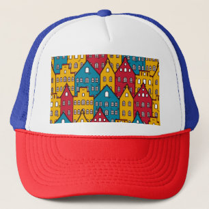 Urban abstract: vintage city pattern trucker hat