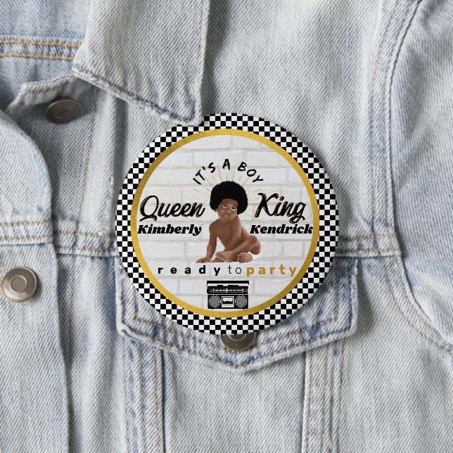Urban Afro Baby Boy 90's Hip Hop Retro Baby Shower 10 Cm Round Badge (In Situ)