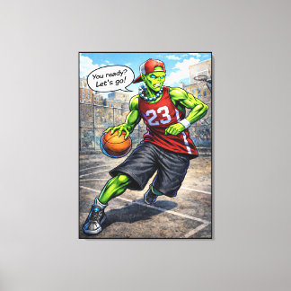Urban Alien Basketball Player - Comic Style Art Canvas Print