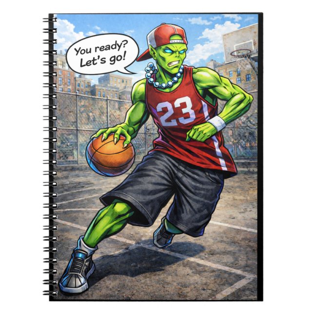 Urban Alien Basketball Player - Comic Style Art Notebook (Front)