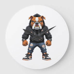 Urban Alpha Bulldog � Street Style Mascot  Large Clock