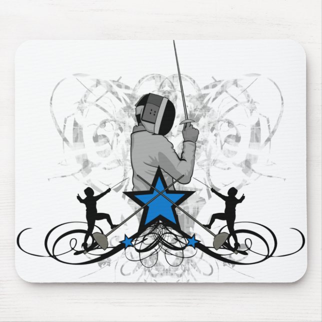 Urban and Hip Fencing Illustration Mouse Mat (Front)