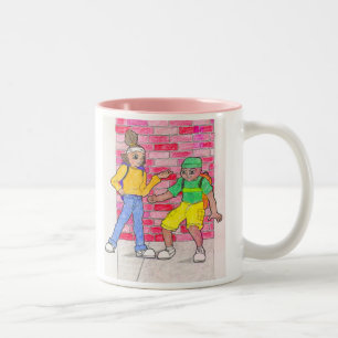 Urban anime art gallery characters Two-Tone coffee mug