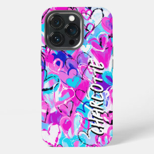 Urban Art Doodles, Vibrant Colourful Graffit Heart iPhone 13 Pro Case