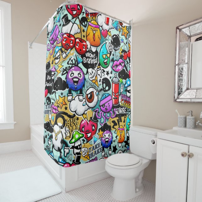 Urban Art Graffiti Shower Curtain (In Situ)
