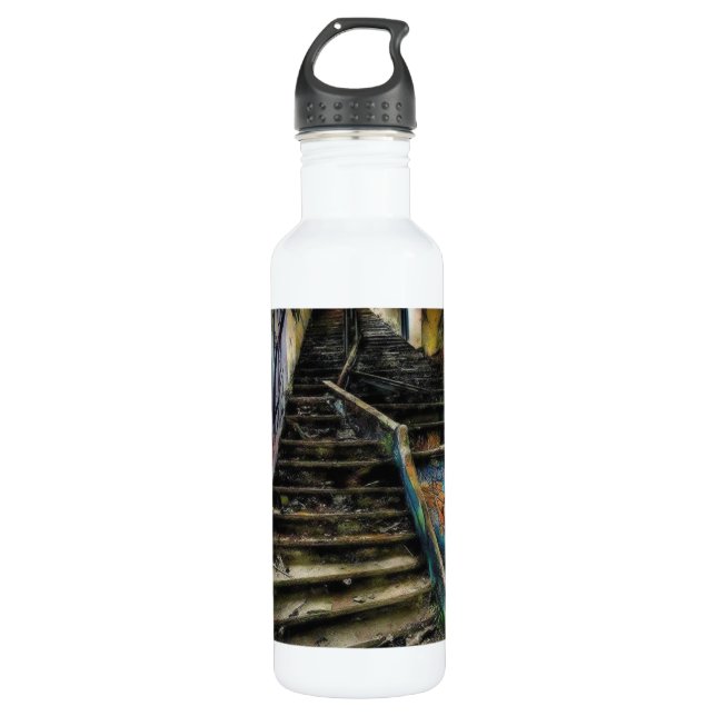 Urban Art on Stairs Abandoned Building 710 Ml Water Bottle (Front)