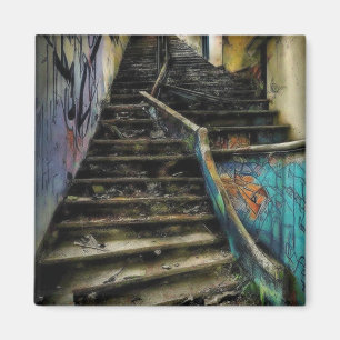 Urban Art on Stairs Abandoned Building Magnet