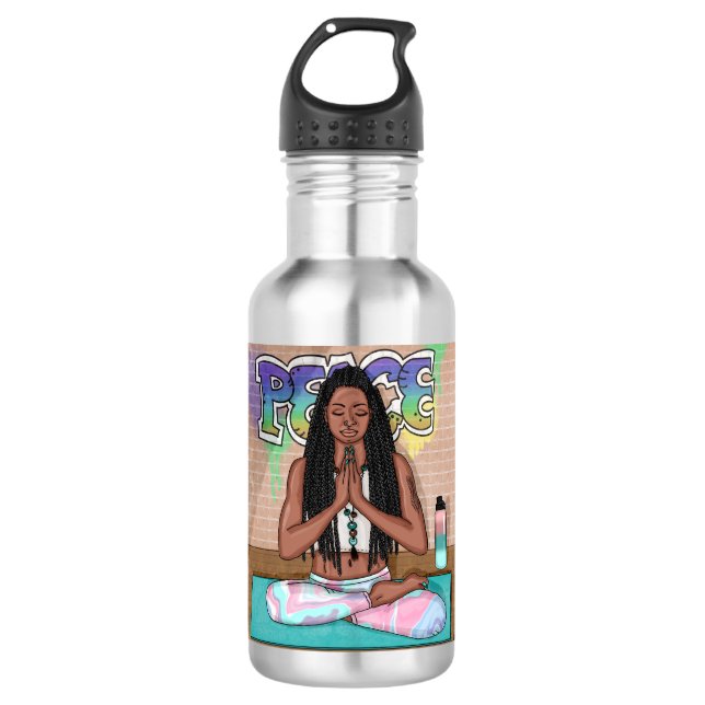 Urban Art | Pretty Woman doing Meditation   532 Ml Water Bottle (Front)