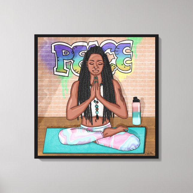 Urban Art | Pretty Woman doing Meditation  Canvas Print (Front)