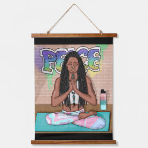 Urban Art   Pretty Woman doing Meditation  Hanging Tapestry