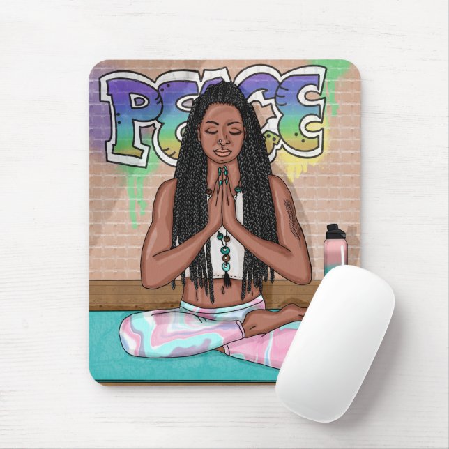Urban Art | Pretty Woman doing Meditation     Mouse Mat (With Mouse)