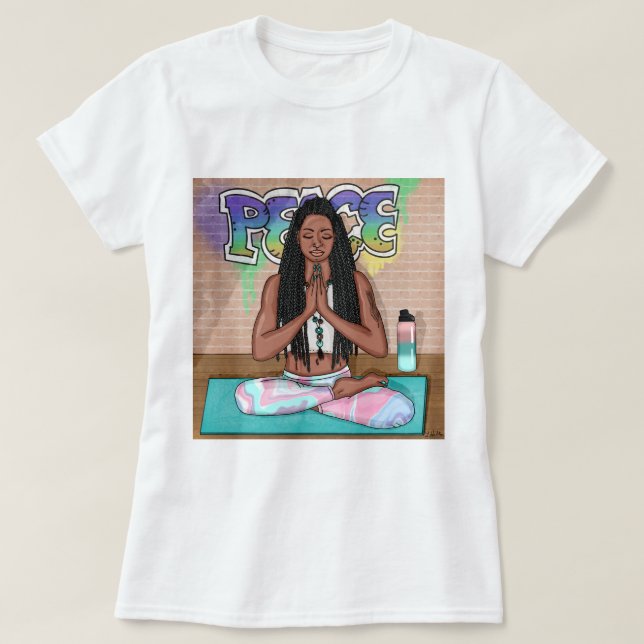 Urban Art | Pretty Woman doing Meditation  T-Shirt (Design Front)