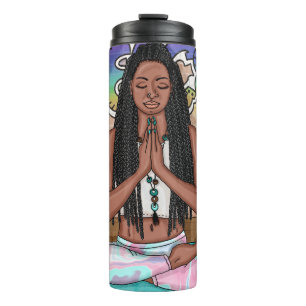 Urban Art Pretty Woman doing Meditation Thermal Tumbler
