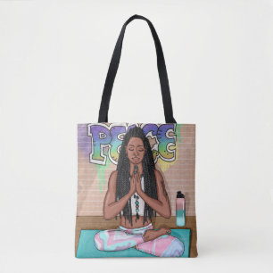 Urban Art Pretty Woman doing Meditation Tote Bag