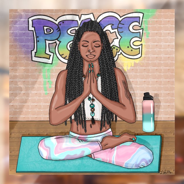 Urban Art | Pretty Woman doing Meditation   Window Cling (Sheet 2)