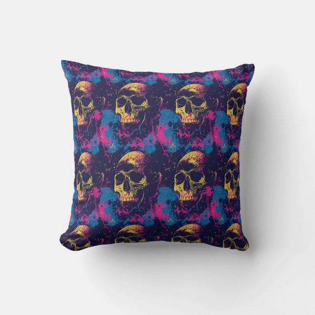Urban Art Skull Pillow Design, cojin B12 (Front)