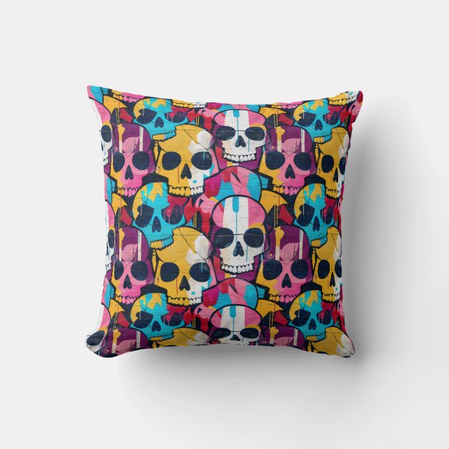 Urban Art Skull Pillow Design, Cojín B50 (Front)