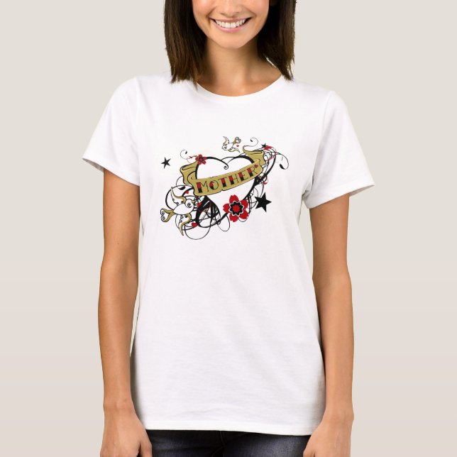 Urban Artistic Mother Illustrated Crowned Heart T-Shirt (Front)