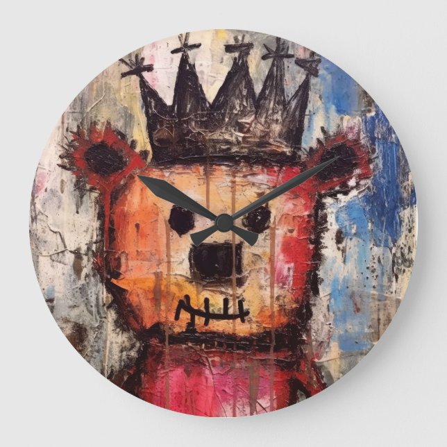 Urban Bear King GRAFFITI Large Clock (Front)