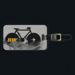 urban bicycle monogram graphic black luggage tag<br><div class="desc">A cool and graphic illustration of a bike with your own initials</div>