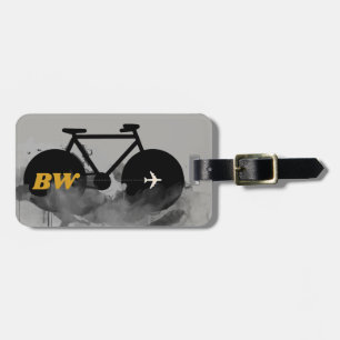 urban bicycle monogram graphic black luggage tag
