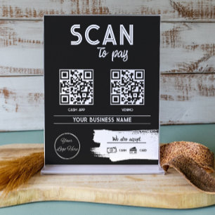 Urban black 2 QR codes masculine scan to pay Poster