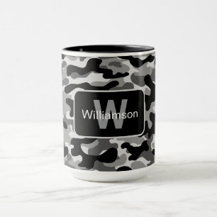 Urban Black And White Camo With Personalisation Mug