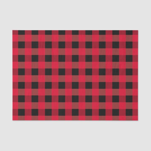 Urban black red buffalo plaid  tissue paper (Front)