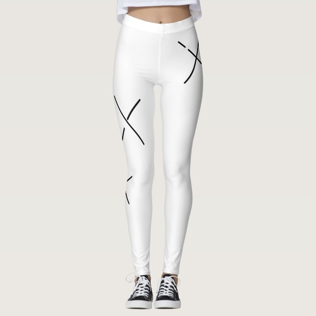 Urban Black&White Minimal Creative X Arts Leggings (Front)