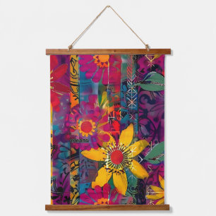 Urban Bloom  Vivid Graffiti Flower Explosio Poster Hanging Tapestry