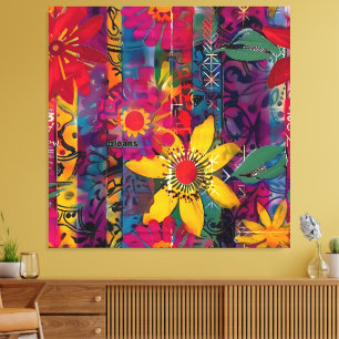 Urban Bloom – Vivid Graffiti Flower Explosion Canvas Print