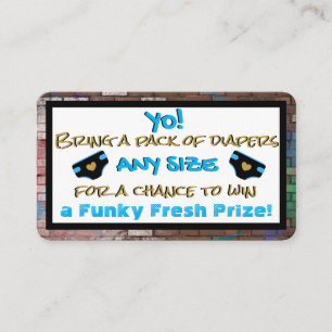Urban Blue & Black Hip Hop Diaper Raffle Enclosure Card