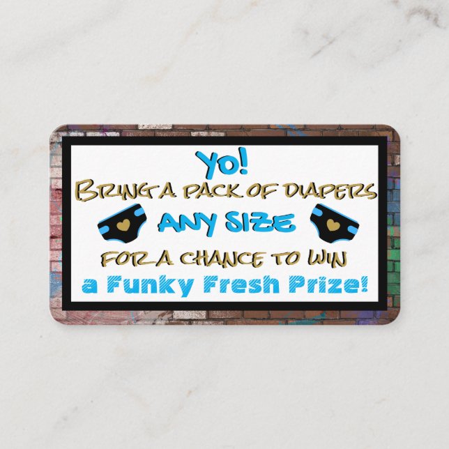 Urban Blue & Black Hip Hop Diaper Raffle Enclosure Card (Front)