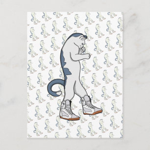 Urban Boxer Cat in Sneaker Walk Fighter Postcard