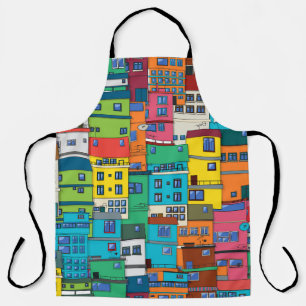 Urban Brazilian favela: colourful background. Apron