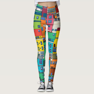 Urban Brazilian favela: colourful background. Leggings
