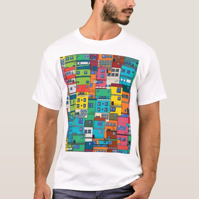 Urban Brazilian favela: colourful background. T-Shirt (Front)