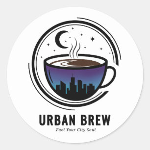 Urban Brew City Skyline Coffee Classic Round Sticker