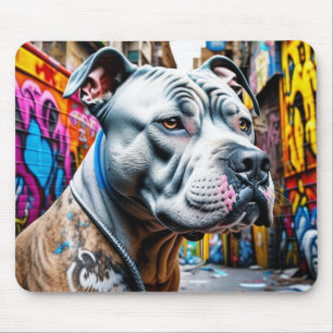 Urban Brindle Pitbull City Graffiti Street Art Mouse Mat