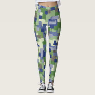 Urban Camo Greens Browns Digital Pattern Leggings