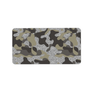 Urban Camouflage Camo Black Silver Army Uniform Label