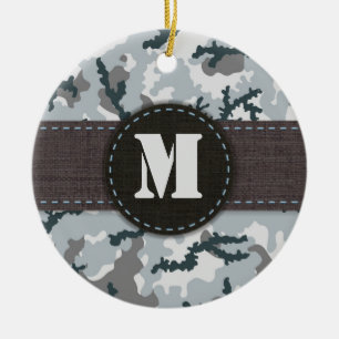 Urban camouflage ceramic tree decoration