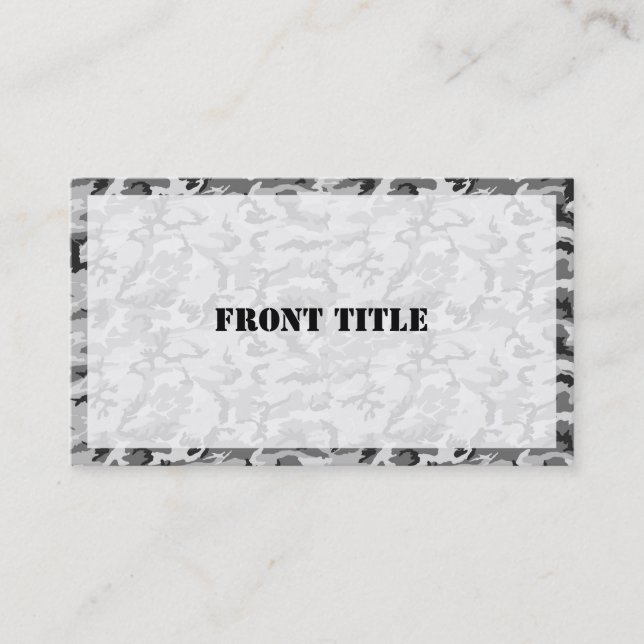 Urban Camouflage Pattern - Black & Grey Business Card (Front)